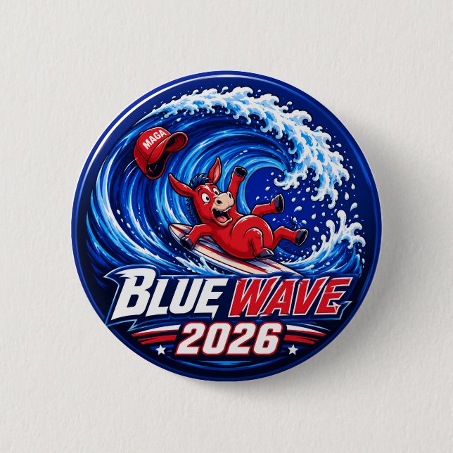 Blue Wave 2026 6 Cm Round Badge (Front)