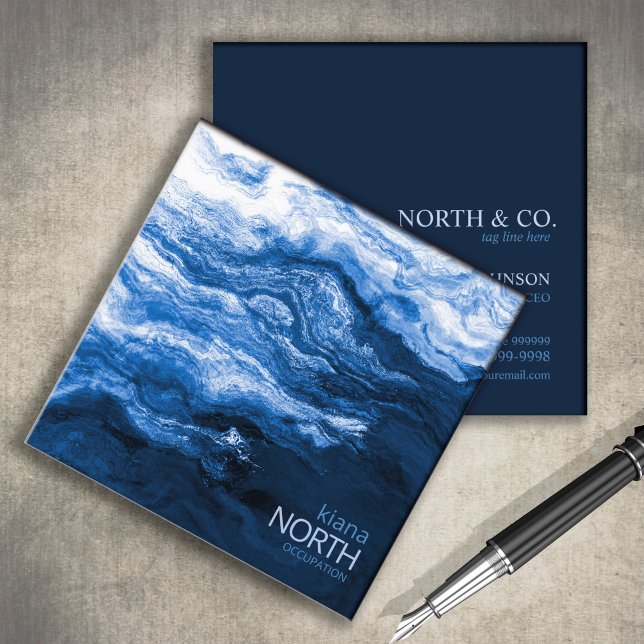Blue Wave Abstract ID795 Square Business Card (Creator Uploaded)