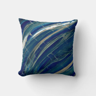 Blue Wave Abstract Lines Cushion