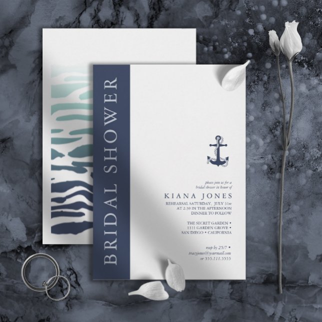 Blue Wave Anchor Wedding Bridal Shower ID836 Invitation (Creator Uploaded)