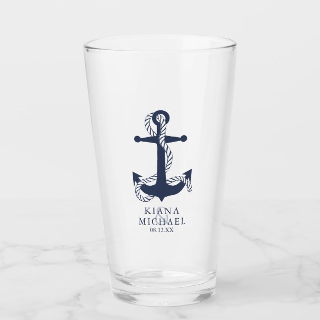 Blue Wave Anchor Wedding ID836 Glass (Front)