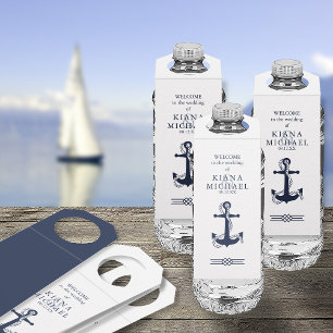 Blue Wave Anchor Wedding Navy/Wht ID836 Bottle Tag
