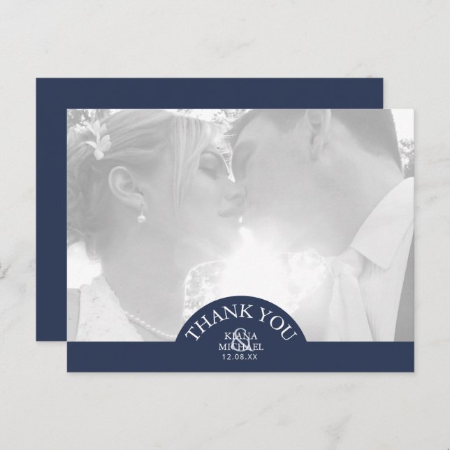 Blue Wave Anchor Wedding Thank You ID836 Announcement Postcard (Front/Back)