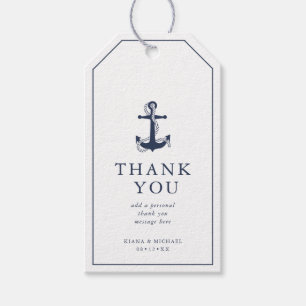 Blue Wave Anchor Wedding Thank You Navy/Wht ID836 Gift Tags