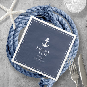 Blue Wave Anchor Wedding Thank You V3 ID836 Napkin