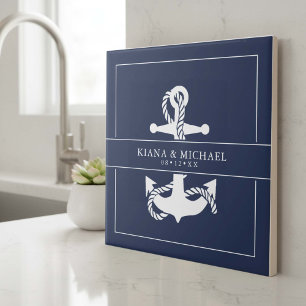 Blue Wave Anchor Wedding Wht/Navy ID836 Tile