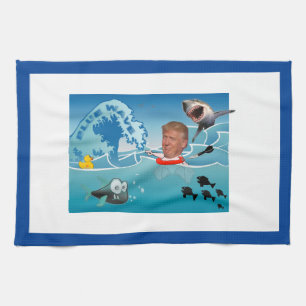 Blue wave / Anti Trump, Tea Towel