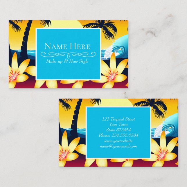 Blue wave at sunrise business card (Front/Back)
