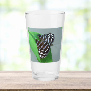 Blue Wave Butterfly on Leaf Photo Glass