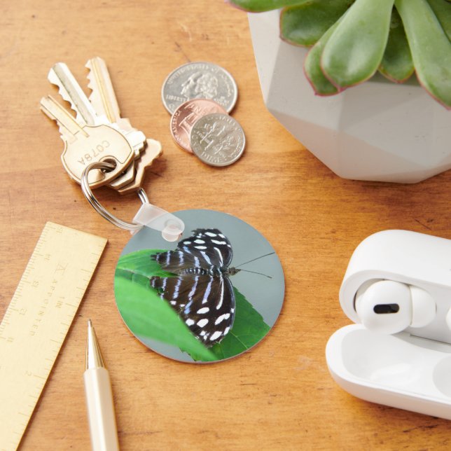 Blue Wave Butterfly Photo Key Ring (Desk)