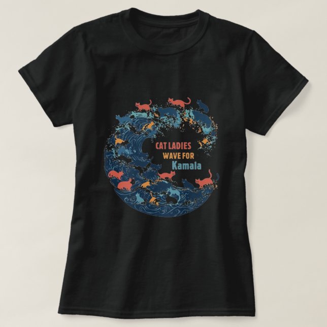 Blue Wave Cat for Kamala T-Shirt (Design Front)