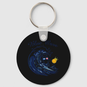 Blue Wave Cat Riding The Blue Wave - Kings Funny Key Ring
