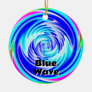 Blue Wave (Change the Words) Ceramic Tree Decoration