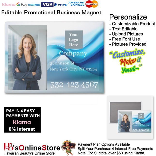 Blue Wave Company Photo Logo Promotional Business Magnet (Blue Wave Company Photo Logo Promotional Business Magnet.)