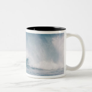 Blue wave crashing, Maui, Hawaii, USA 3 Two-Tone Coffee Mug