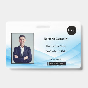Blue Wave Design Photo Identification ID Badge