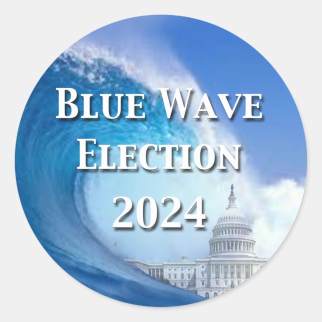 Blue Wave Election 2024 Classic Round Sticker (Front)