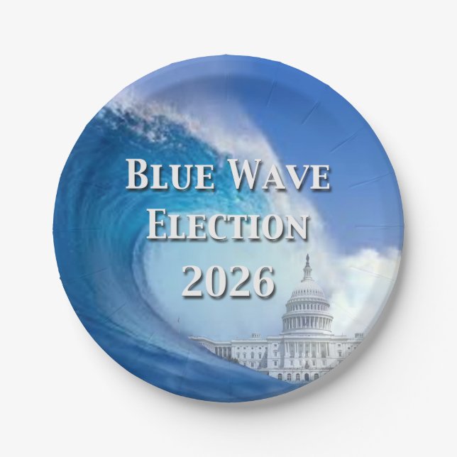 Blue Wave Election 2026 Paper Plate (Front)