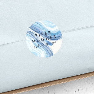 Blue Wave Geode Classic Round Sticker