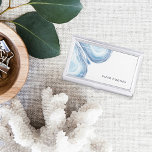 Blue Wave Geode | Personalised Business Card Holder<br><div class="desc">Elegant white and silver business card holder features your name and/or business name in the lower right corner,  accented by a thin white frame border and geode agate slice illustrations in ethereal pale blue watercolor. Matching business cards and accessories also available.</div>