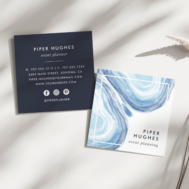 Blue Wave Geode Square Business Card (Creator Uploaded)