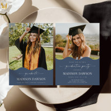 Blue Wave Graduation Party Invite Announcement