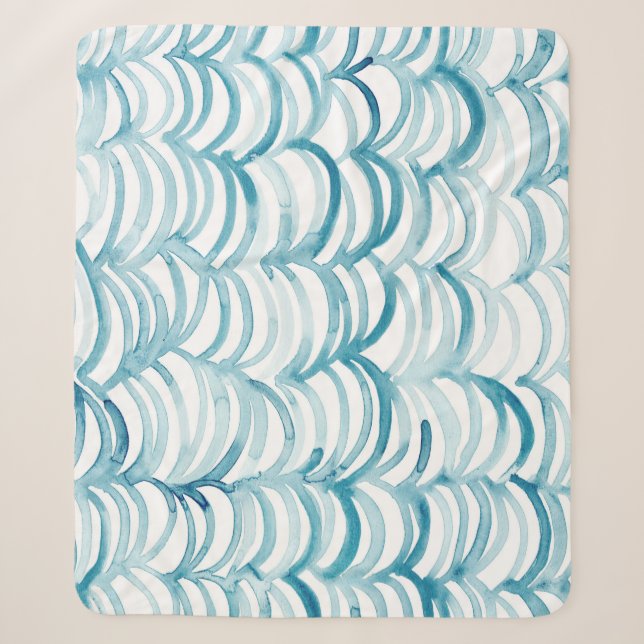 Blue Wave Japanese Style PatternIllustration Sherpa Blanket (Front)