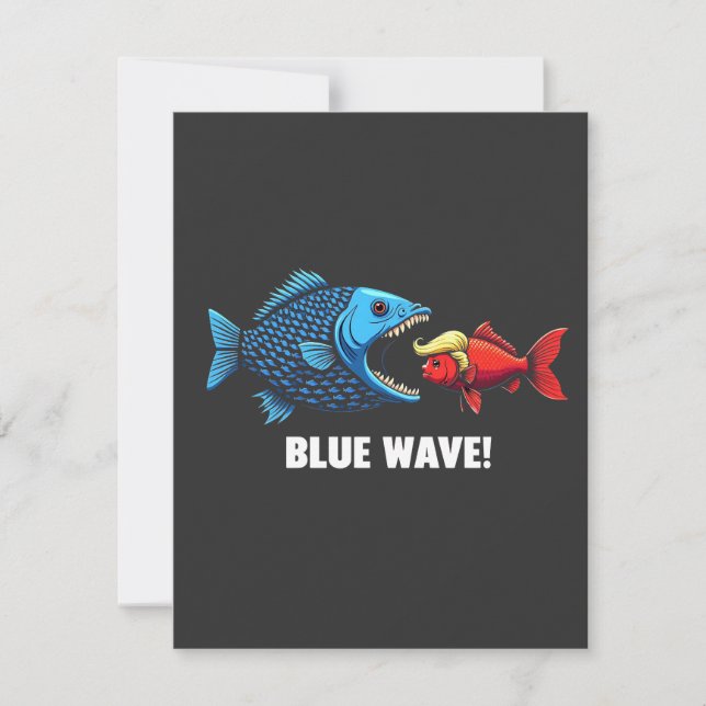 Blue Wave Kamala Harris Walz Fish Election  Invitation (Front)