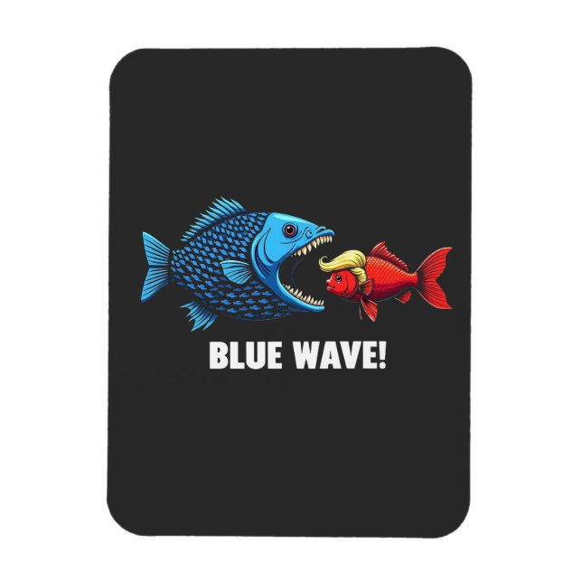 Blue Wave Kamala Harris Walz Fish Election  Magnet (Vertical)