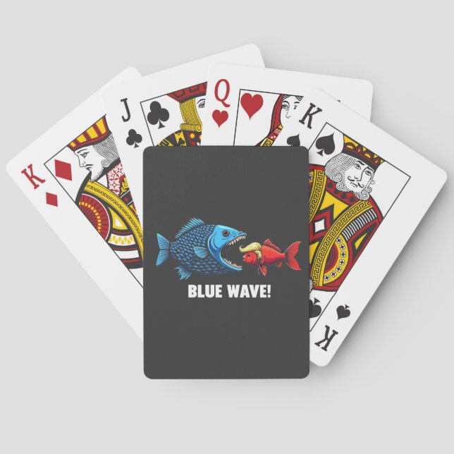 Blue Wave Kamala Harris Walz Fish Election  Playing Cards (Back)
