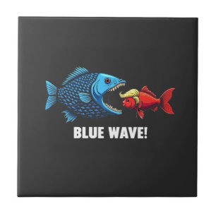 Blue Wave Kamala Harris Walz Fish Election Tile