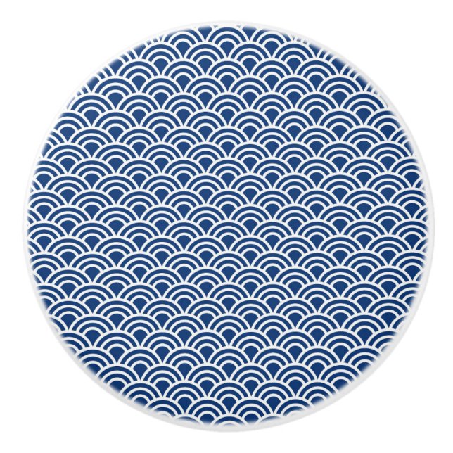 Blue wave komon ceramic knob (Front)