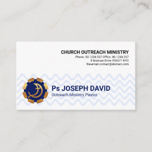 Blue Wave Lines Gold Fish Life Buoy Christian Business Card