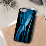 Blue Wave Modern Abstract Pattern Barely There iPhone 6 Plus Case<br><div class="desc">A modern abstract design featuring a blue ribbon wave pattern against a black background. You may change the black background to the color of your choice by selecting the "Customize It" and selecting another background color from a wide array of available color choices. This high quality vector graphic image compliments...</div>