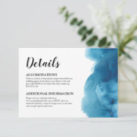 Blue wave ocean watercolor Details Card Insert