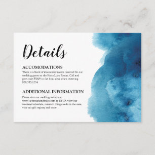 Blue wave ocean watercolor Details Card Insert