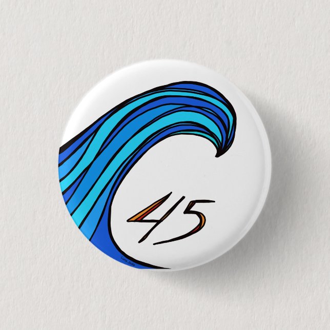 Blue Wave Over 45 Round Button (Front)