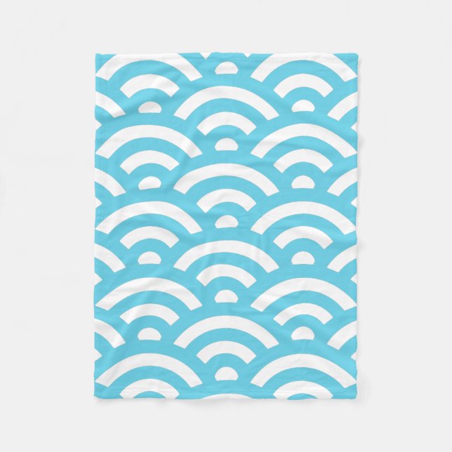 Blue Wave Pattern Fleece Blanket (Front)