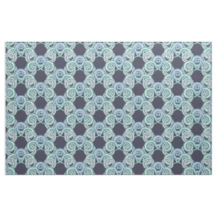 Blue wave retro vintage pattern fabric