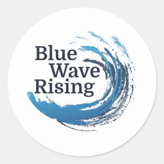 Blue Wave Rising 1.5" Small Stickers (Front)
