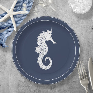 Blue Wave Seahorse V2 Wht/Navy ID836 Paper Plate