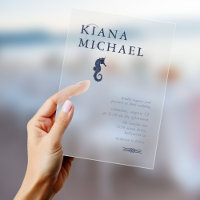 Blue Wave Seahorse Wedding Navy ID836