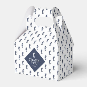 Blue Wave Seahorse Wedding Pattern Thank You ID836 Favour Box