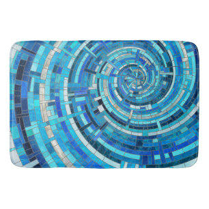 Blue Wave Spiral Mosaic  Bath Mat