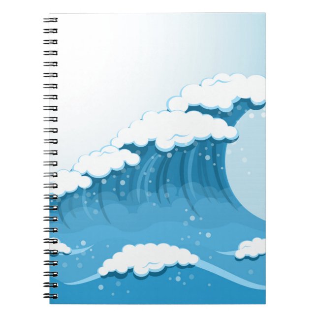 Blue Wave Surf and Ocean Spiral Notebook (Front)