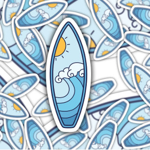 Blue Wave Surfboard Summer   Surfboard Sticker