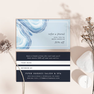 Blue Wave Watercolor Geode Referral Card