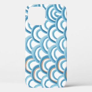 Blue wave watercolor, seamless painting. iPhone 12 case