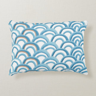 Blue wave watercolor, seamless painting. decorative cushion
