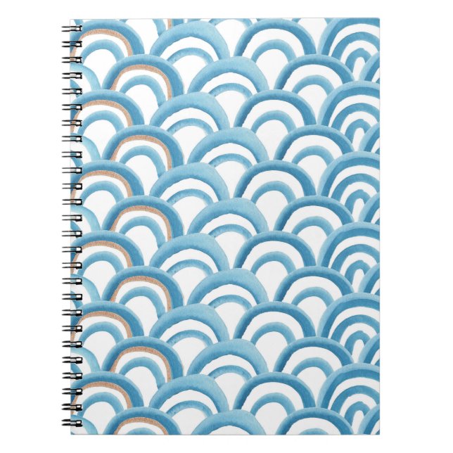 Blue wave watercolor, seamless painting. notebook (Front)